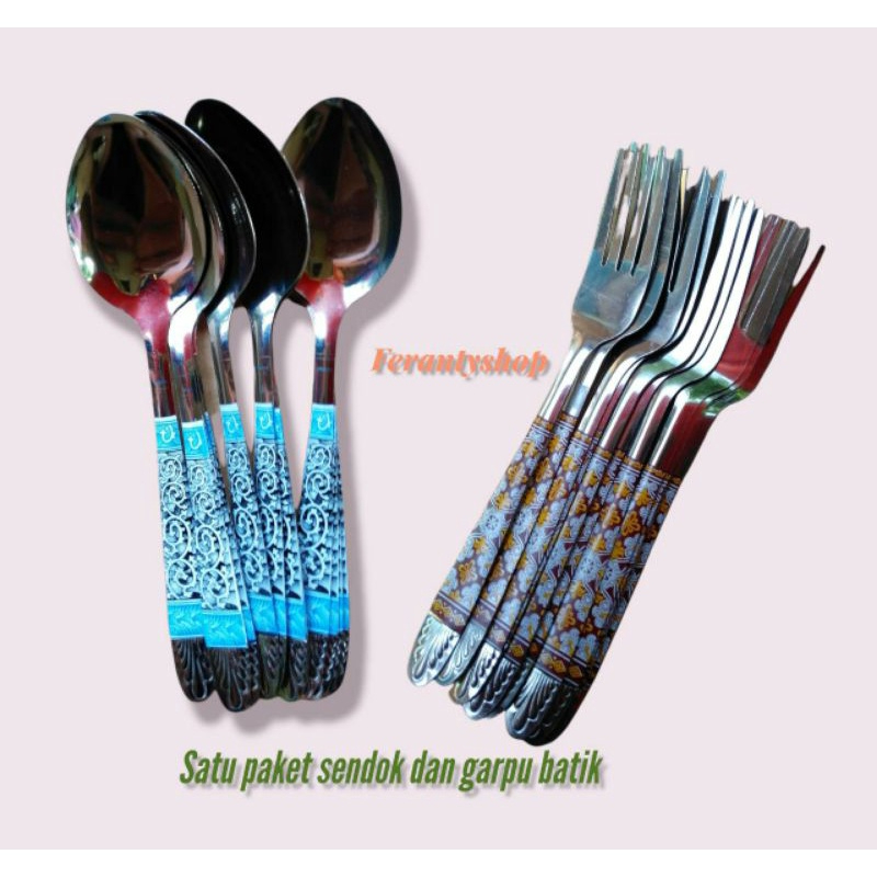 Hot item Perlengkapan dapur harga satu paket sendok makan batik dan garpu makan batik