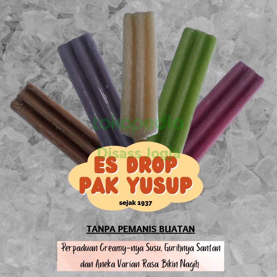 

ES DROP PAK YUSUF ASLI TRENGGALEK - ES JADUL TANPA PEMANIS BUATAN - ISI 50 & 100 STICK - BRONTZ JOGJA