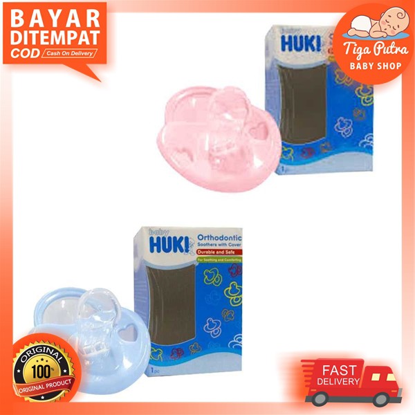 Huki Empeng Bayi Box Pegangan Dot Silicone Orthodontic Soothers With Cover