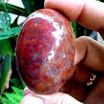 batu akik badar lumut merah kristal(0412)