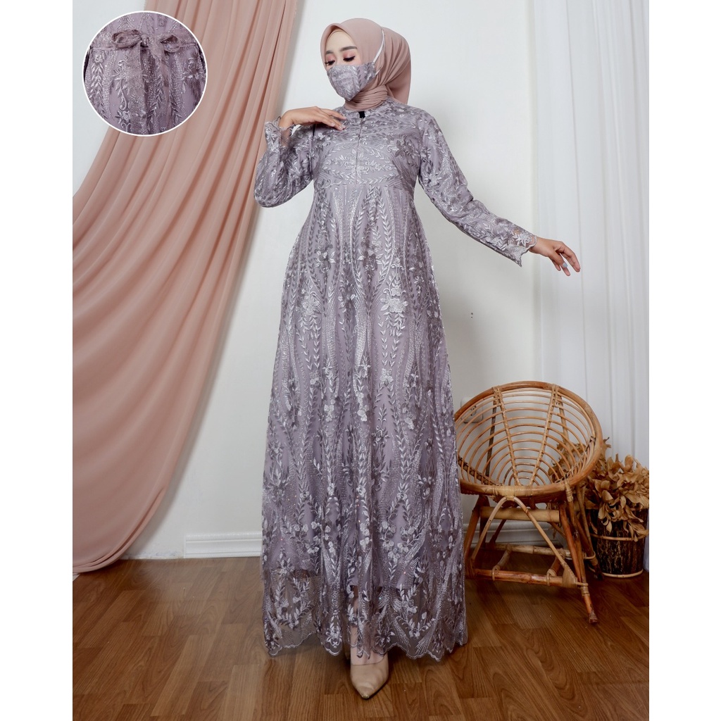 Kadai.baju / Gamis tulle brukat / Gamis jumbo wanita / Gamis pesta / Dress party Maxi Size M L XL XXL