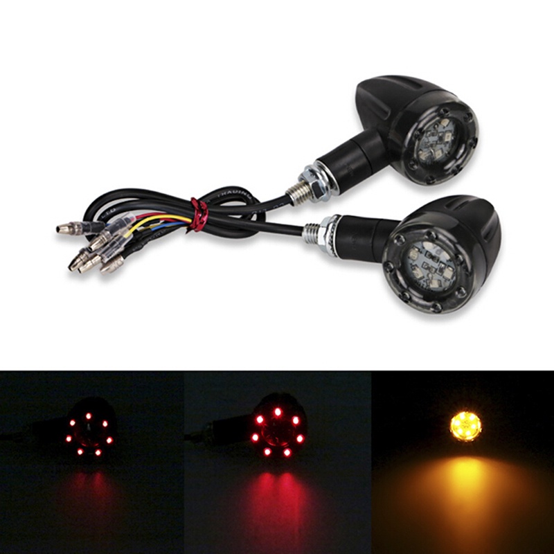 (LUCKID) Lampu Sein LED Warna Amber + Merah Untuk Motor