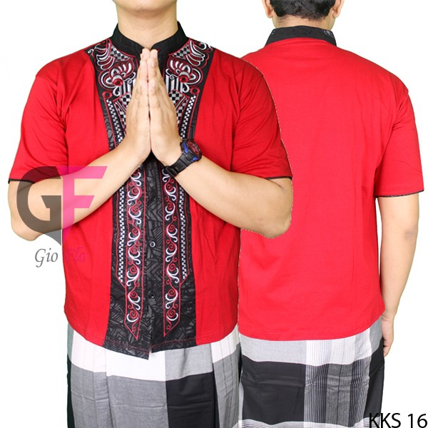 GIOFLO Baju Koko Masa Kini Elegan Casual Lengan Pendek Red / KKS 16