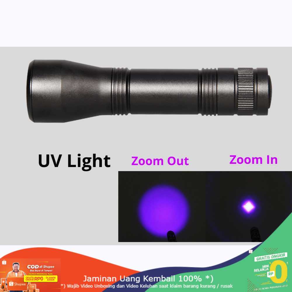 (BISA COD) RVOSTR LED Senter LED Ultraviolet Light With Zoomable - CT1