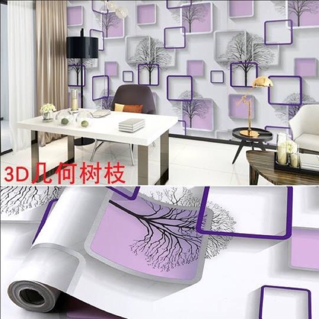 Wallpaper Sticker Dinding Motif KOTAK UNGU