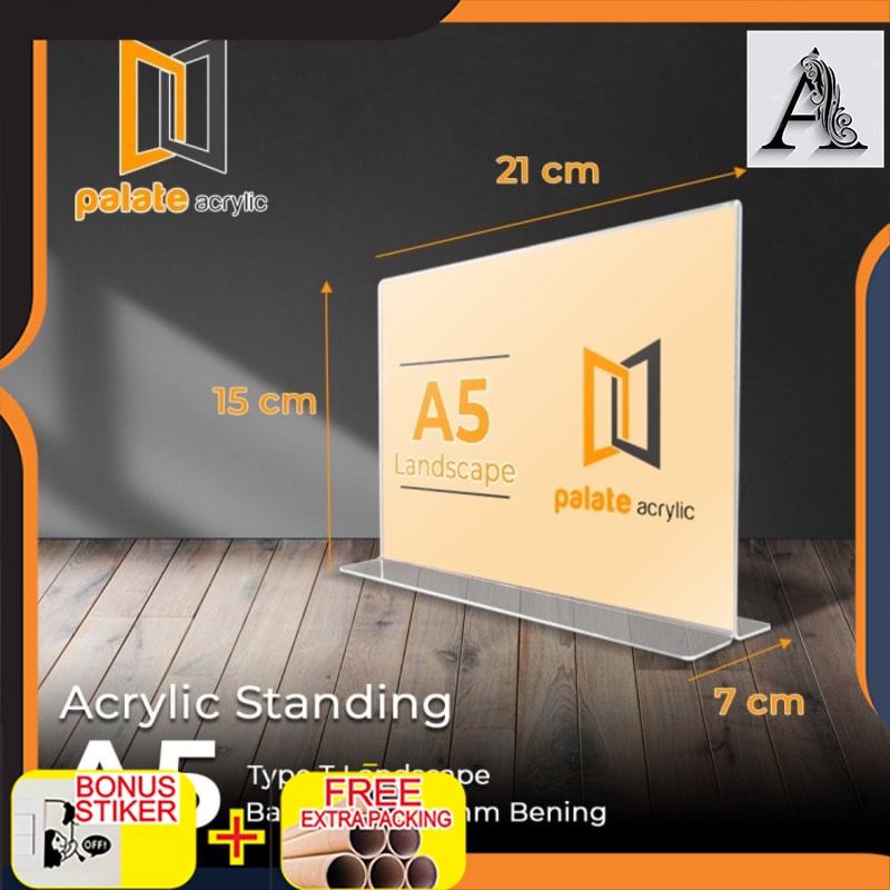

Terlaris acrylic tent holder / akrilik A5 tempat brosur Meja Landscape acrilic - BAHAN STANDAR