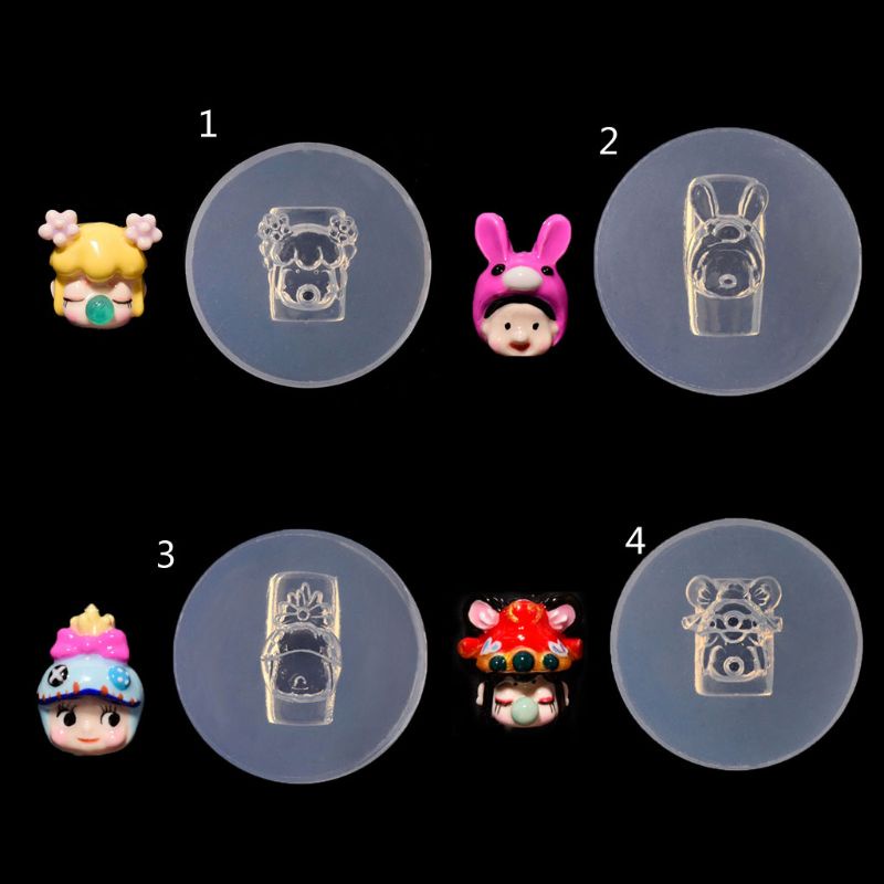 Siy Cetakan Resin Bentuk Boneka Kartun 3d Ukuran Mini Bahan Silikon Untuk Nail Art