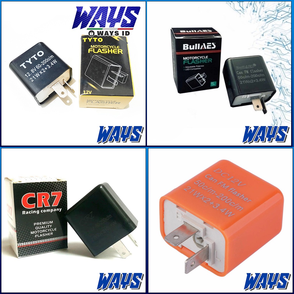 L247 | CR7 TYTO AES Flasher Flaser Relay Lampu Sein Sen Weser Hazard Bohlam LED Motor Universal
