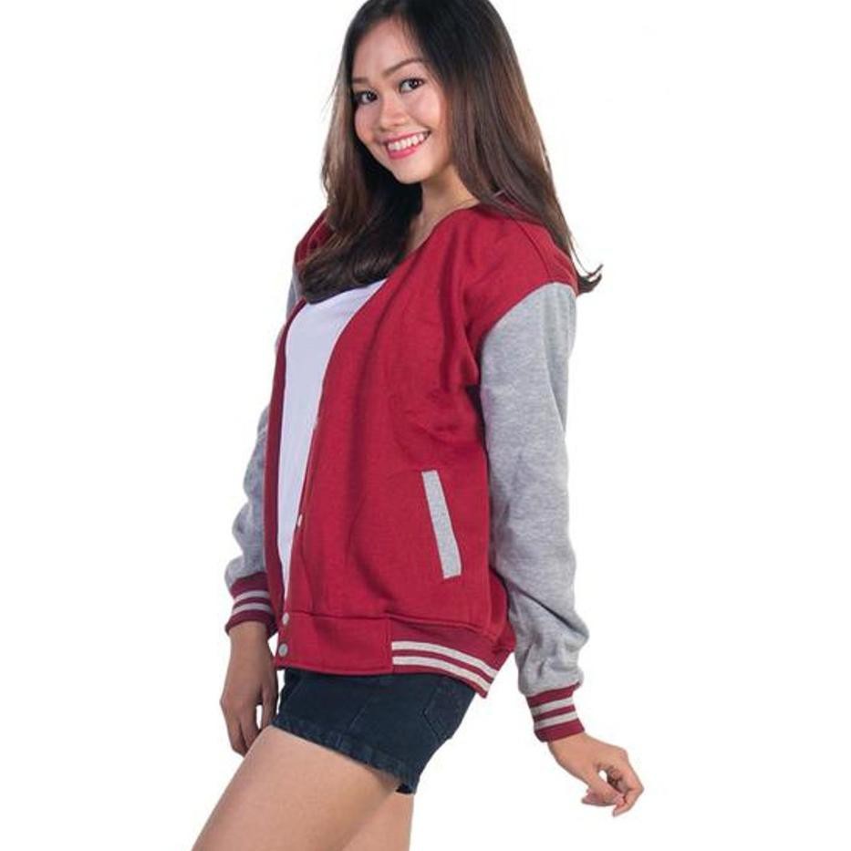 Jaket  Varsity Maroon - Abu  .