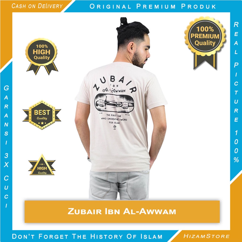 ORIGINAL PRODUK PREMIUM ❗❗❗ BERGARANSI ✔️ BAJU KAOS QAF ISLAM DISTRO - ZUBAIR BIN AL-AWWAM