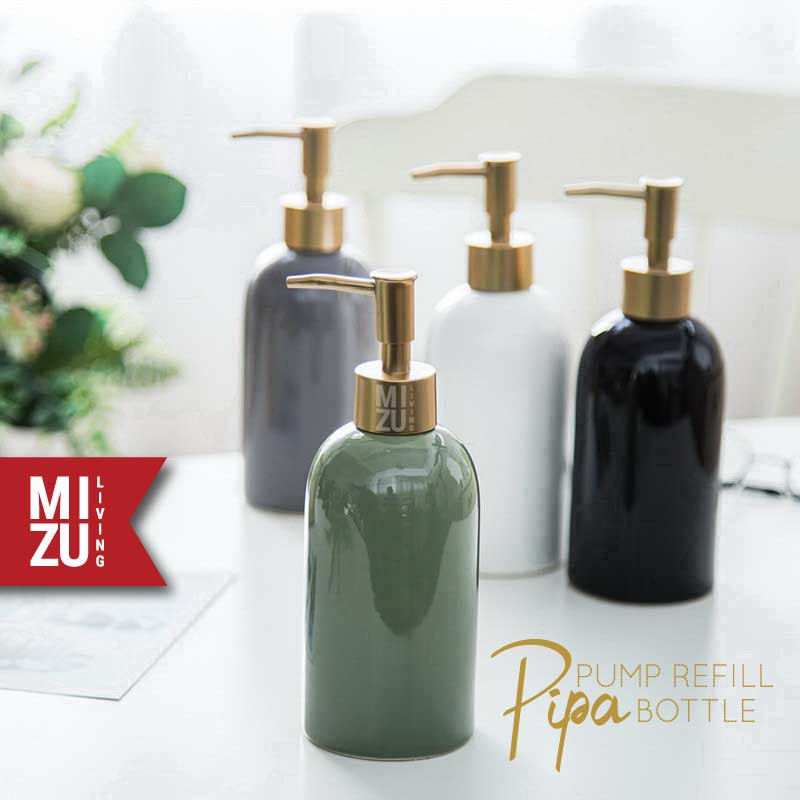 PIPA Refill Pump Bottle Ceramic Glossy Finish Soap Dispenser Botol Keramik Sabun Cair Cuci Tangan