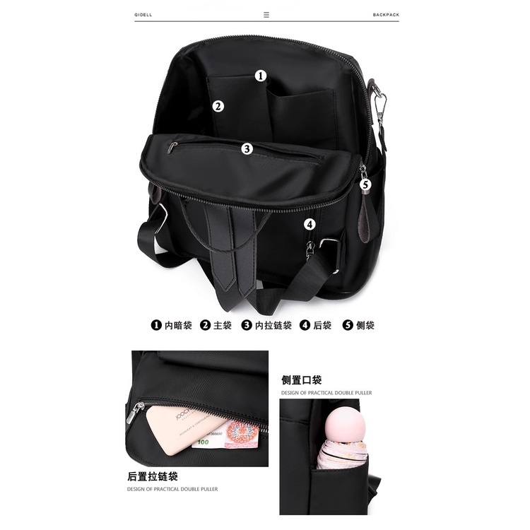 BJ31539 - BLACK/GRAY - TAS RANSEL PUNGGUNG BACKPACK NYLON RINGAN SERBAGUNA TAS WANITA FASHION IMPORT TERMURAH TERLARIS TERBARU BAGSTORE JAKARTA TAS BATAM LT1539 CR7580 BQ3312 JT09958