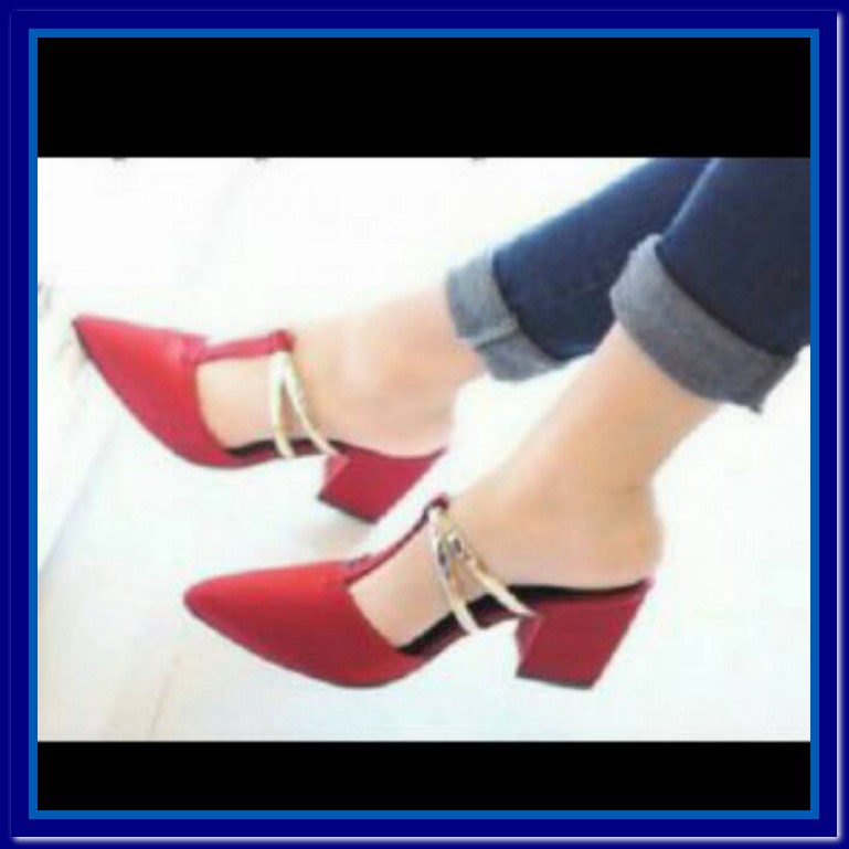 Sandal Heels Hak Tahu Kepang Wanita Sendal Hils Kondangan Casual  FG450 Tb37 Hak Tahu