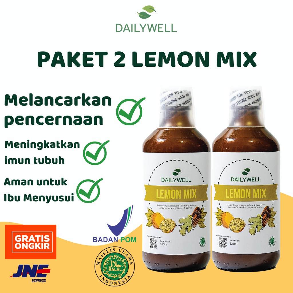 

Dailywell Bundling 2 Lemon Mix [ jamu herbal untuk immune booster slimming detox]