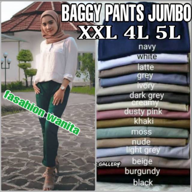 NHM Celana Baggy Jumbo, Celana Panjang Wanita Baggy Size XXL 4L 5L