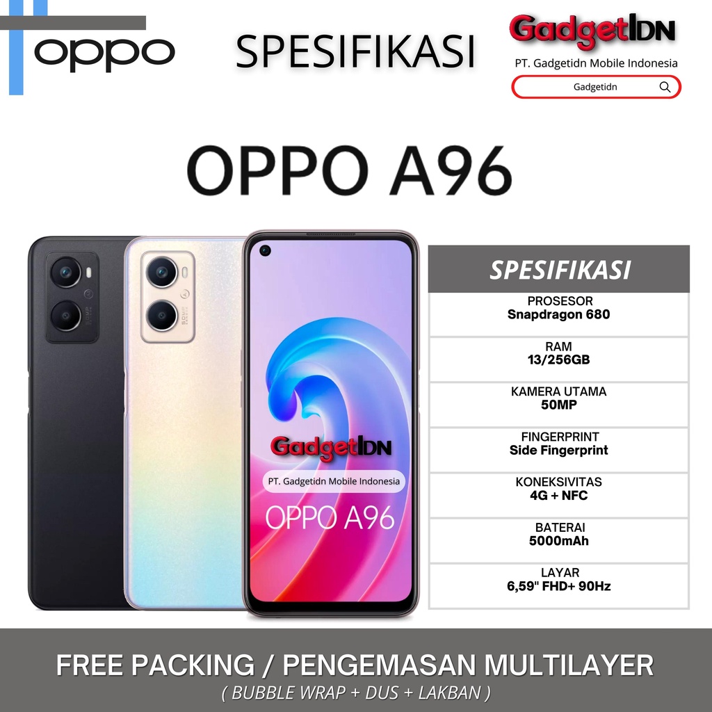 OPPO A96 NFC 13/256GB ( 8GB + 5GB EXTENDED RAM ) GARANSI RESMI OPPO