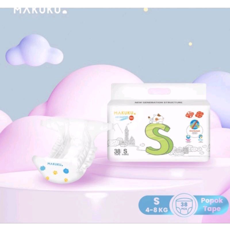 MAKUKU SAP DIAPERS TAPE NB28/S38/M32/L34/XL28/XXL28