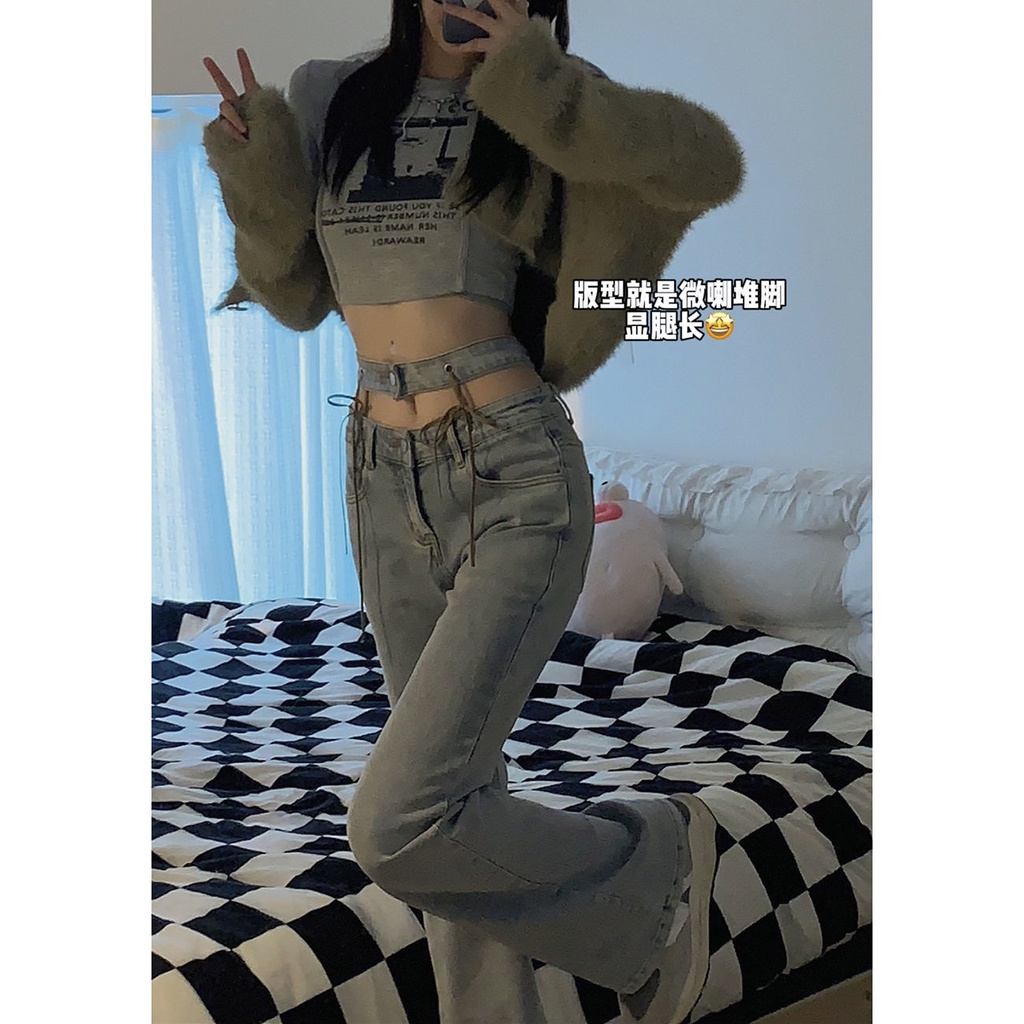 celana jeans high waist wanita high waist jeans wanita wide leg micro flared pants【Dikirim dalam wak