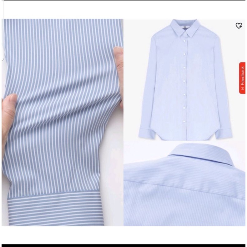Atasan Wanita Kemeja UNIQLO Warna Biru Garis garis