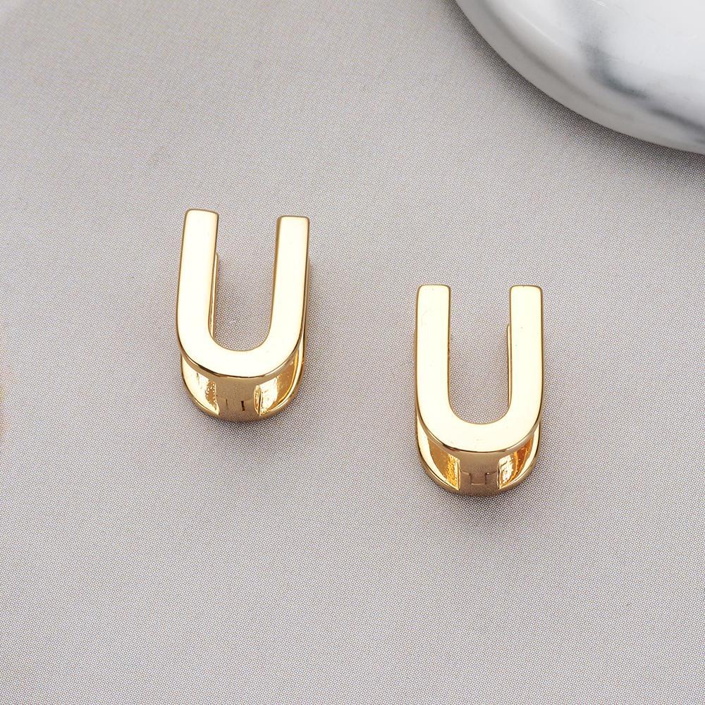 PREVA 1 Pair Stud Earrings Tiny Double-sided Letter Copper Fashion Jewelry