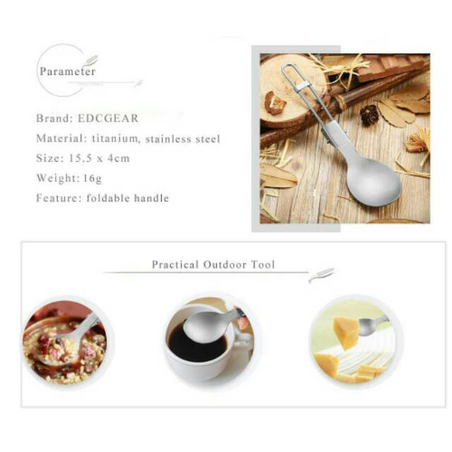 Edcgear sendok bergigi lipat titanium folding the spoon ultralight piknik camping adventure