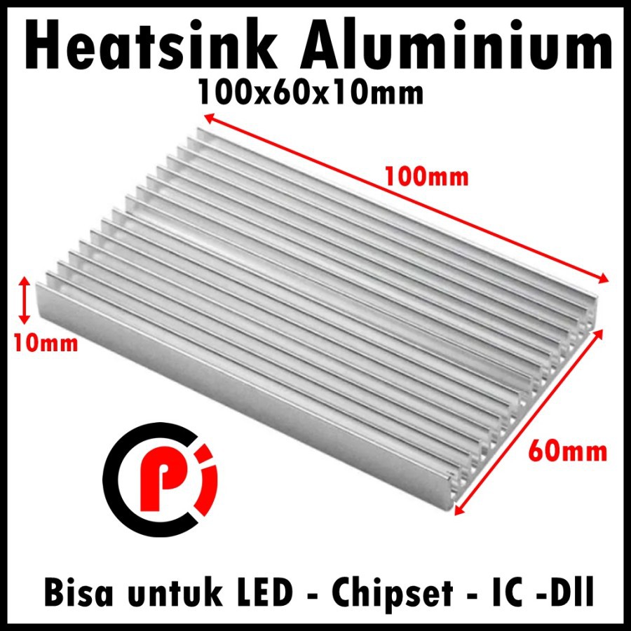 Heatsink Aluminium 100x60x10mm Heat Sink Cooling Sirip Pendingin LED