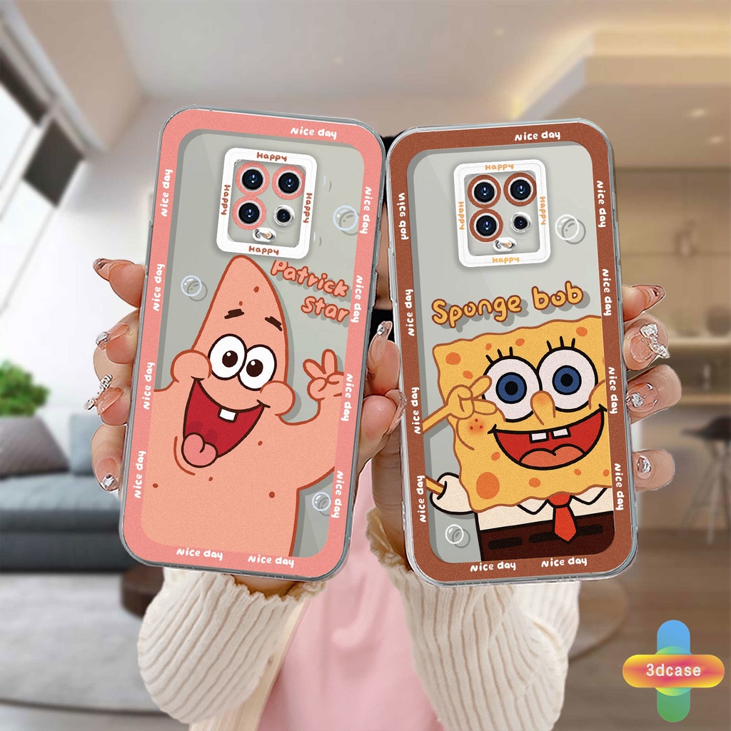 Casing Soft TPU Case Xiaomi Redmi Note 9 8 10 10S 9 10 PRO MAX 11 9S Xiaomi Redmi POCO C3 C31 X3 NFC X3 PRO Redmi 9C NFC 9A 9i 9T 9AT 9ACTIV 9 PRO Power 10X POCO M2 PRO 10 Prime Cartoon SpongeBob SquarePants Transparent Case