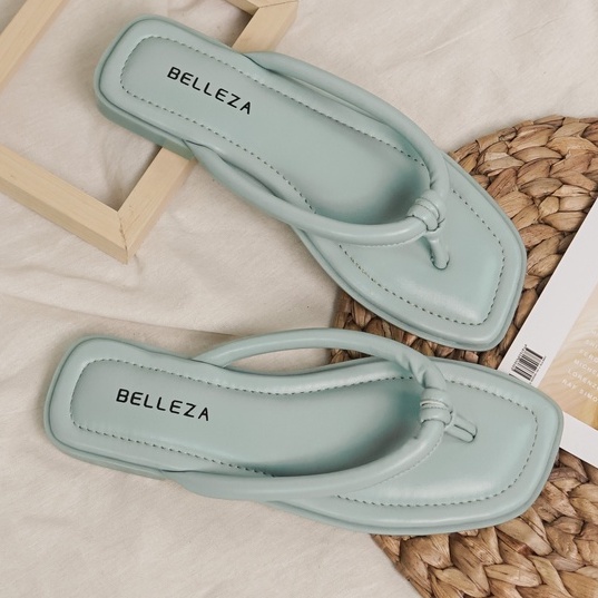 BELLEZA YUK - Sandal Wanita Teplek Jepit BELEZA SONYA Sendal Japit Casual Santai Flat Slip On  Bellezza Tidak Licin Anti Slip Karet Size 36 37 38 39 40 Belezza Warna Green Sage Soft Rumah Premium Original Kasual Terbaru Shoes ORI Mall Official Store