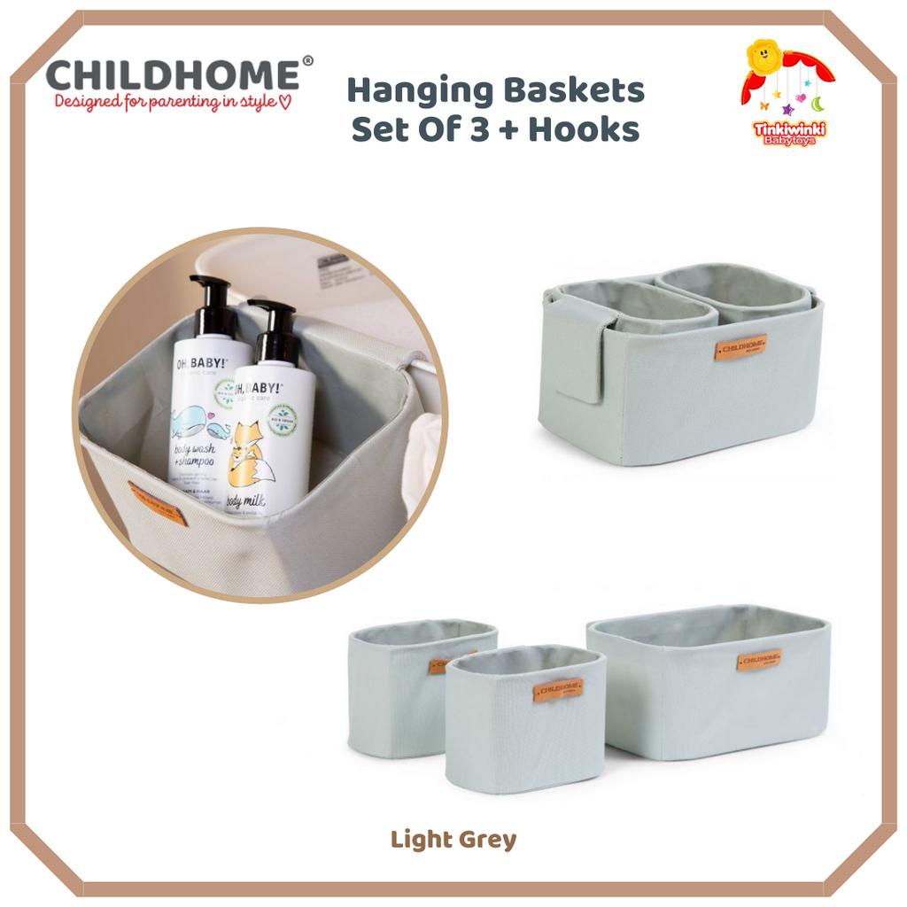 CHILDHOME Hanging Baskets Set Of 3 + Hooks