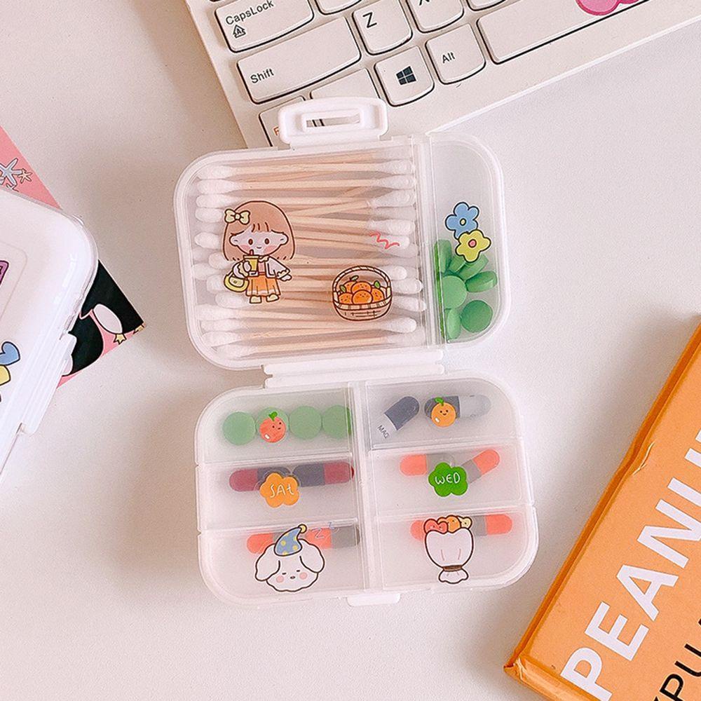 Agustina Pill Storage Box Wanita Simple Kotak Plastik Portable Mini Vitamin Kotak Obat