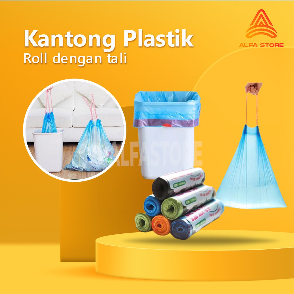 Kantong Plastik Sampah Besar Gulung Serbaguna 1 Roll Dengan Tali