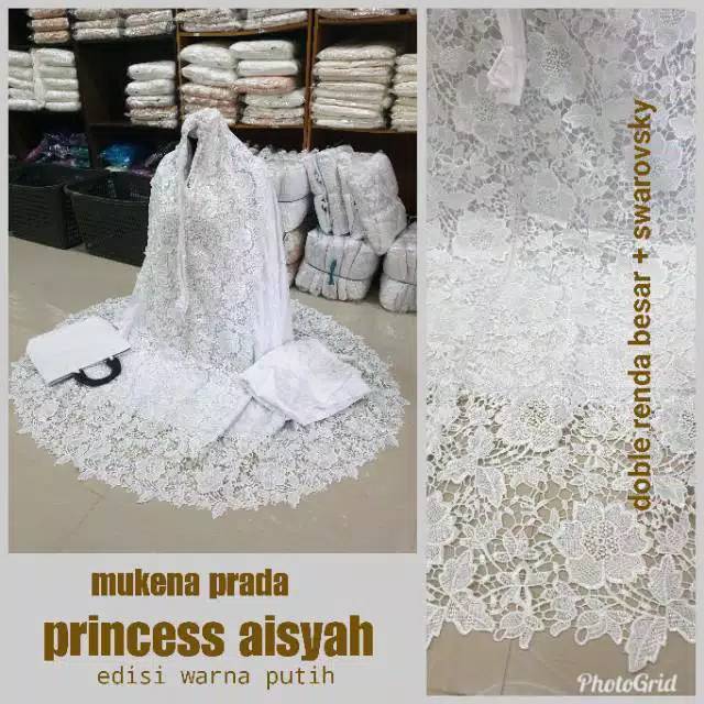 Mukena dewasa sutra prada paris aisyah putih