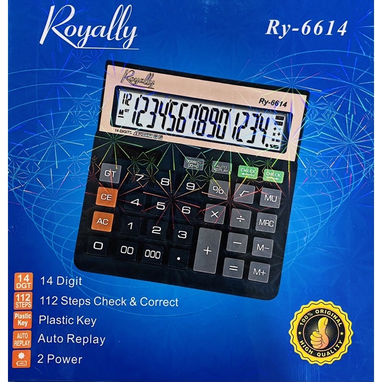 Rotally 6614 kalkulator meja 14 Digit / Check and Correct / Solar and baterai A3