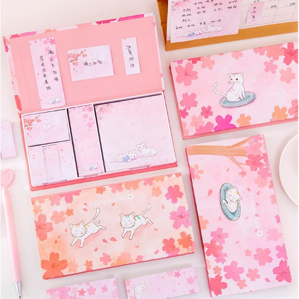 

STICKY NOTE SET BOX SAKURA CAT / MEMO SET BOX SAKURA CAT