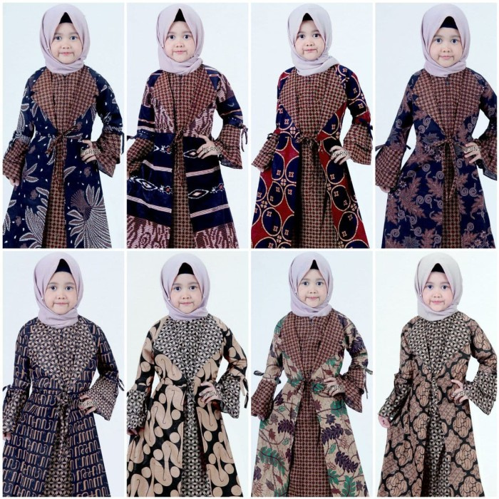Gamis Anak Perempuan Syari Modern / Baju Batik Anak Kids Model Terbaru - Motif Random, M