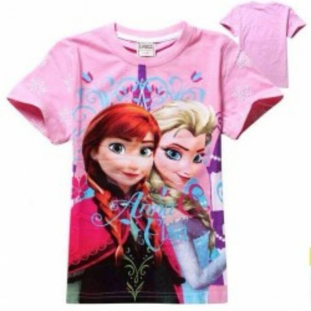  Baju  anak  TEE FROZEN ANA ELSA SOFT PINK CT205 Shopee  