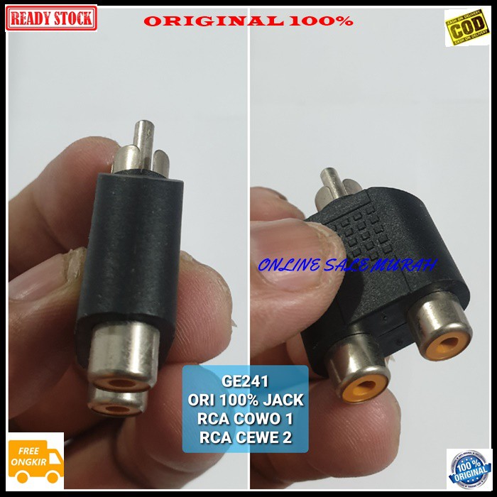 G241 Jack cewe jek rca cowo adapter konektor sambungan splitter audio sound extension penyambung suara headset headphone converter female male canon aux dvd ampli stereo original  JACK RCA COWO DAN RCA CEWE  BISA DIPAKAI BOLAK BALIK  20 GRAM mela