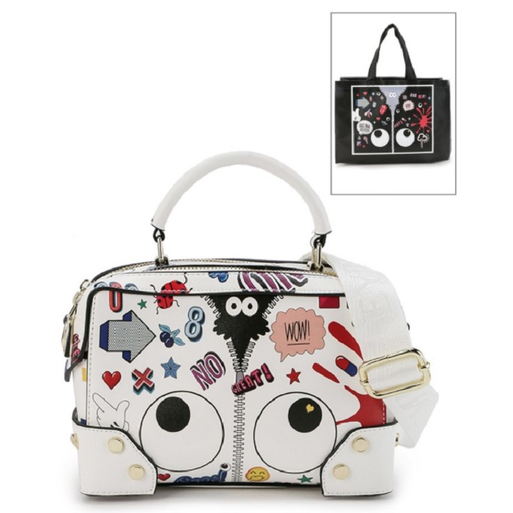 HUER Oyehwa Eye Theme Printed Sling Bag 9454-137White