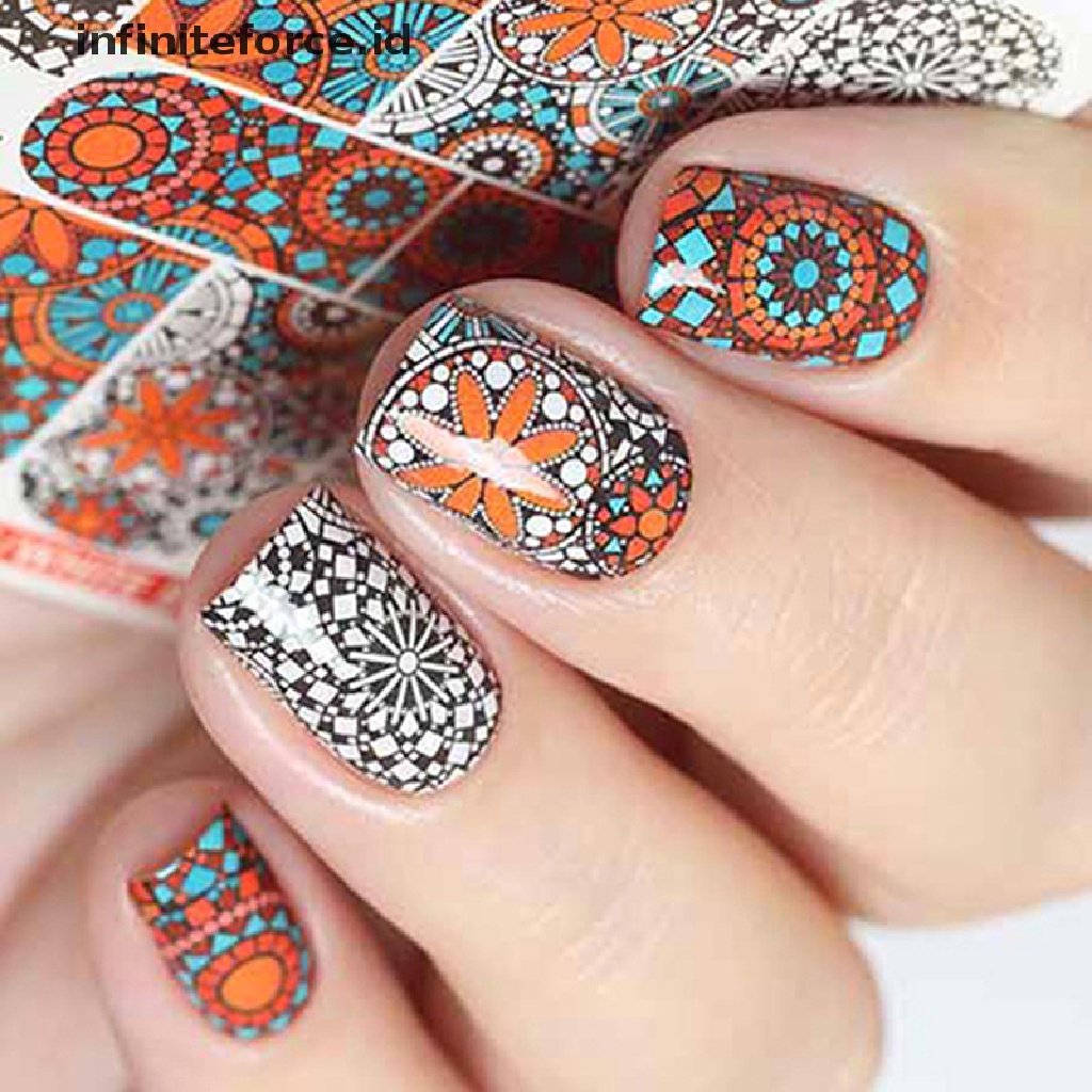 Infiniteforce.id 5pcs / Set Stiker Kuku Motif Abstrak Campur Untuk Dekorasi Nail Art / Manicure