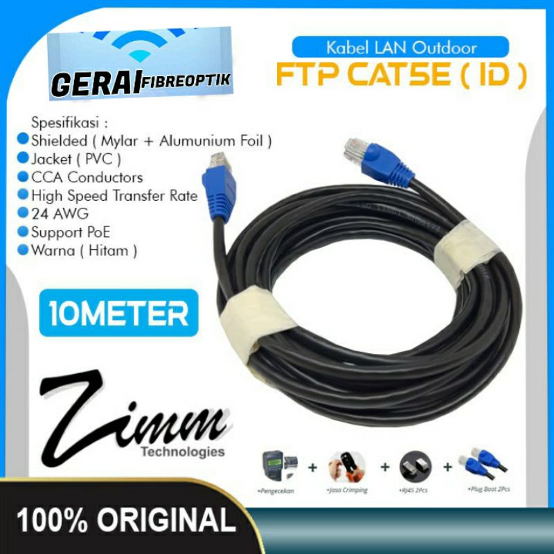 Kabel Lan STP FTP Cat 5e Outdoor CCA Siap Pakai 35 Meter