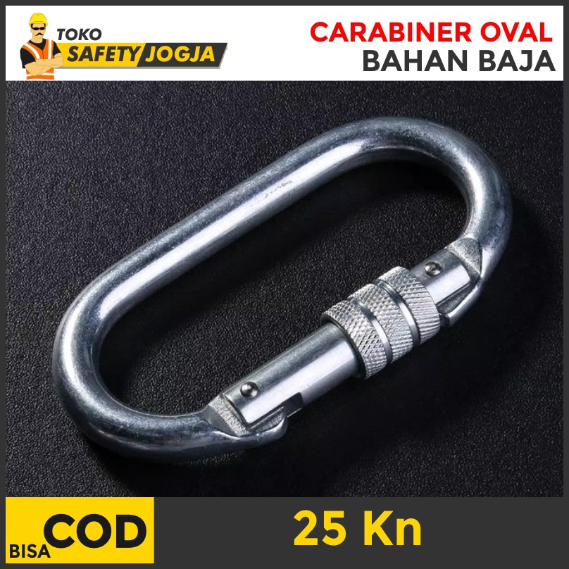 Carabiner Pro Oval Screw Baja Galvanis EN362 25KN Safety Harness