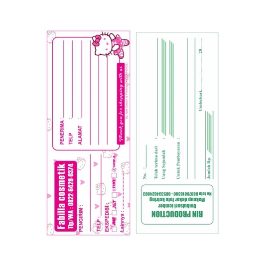 

CETAK NOTA TOKO / NOTA OLSHOP / NOTA BON / KWITANSI 16x6,5 cm