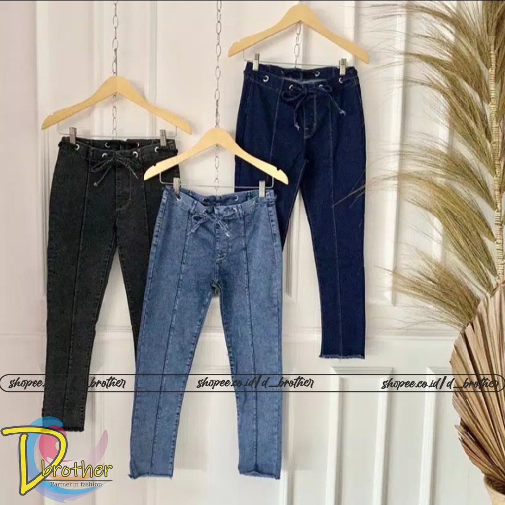 ZOLA High Waist Jeans RAWIS Pinggang Tali 1802 HW Tulang Pinggang Tali RUMBAY