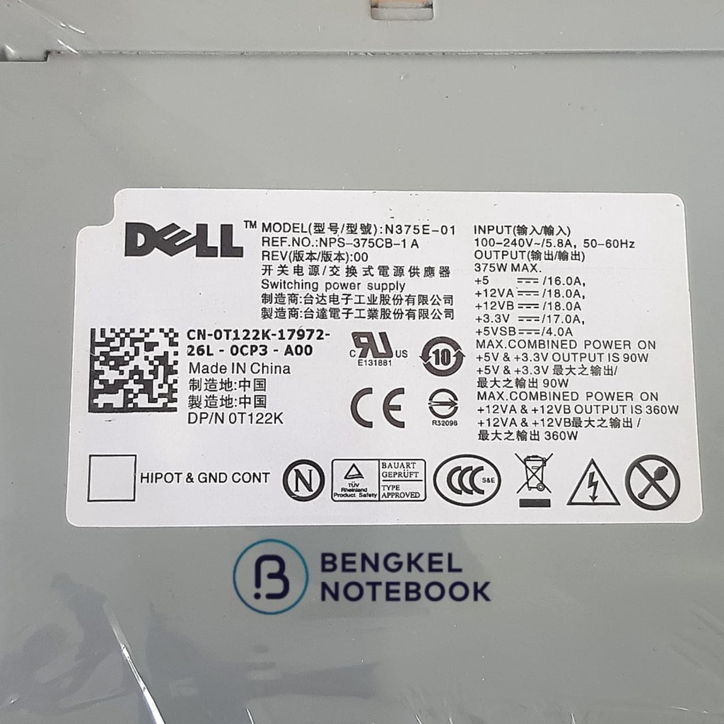 Power Supply Powersupply PSU Dell 9150 9100 380 390 420 430 440 389 390 T3400 375W L375P-00 N375P-00 N375E-01 WM283 K8956 375W