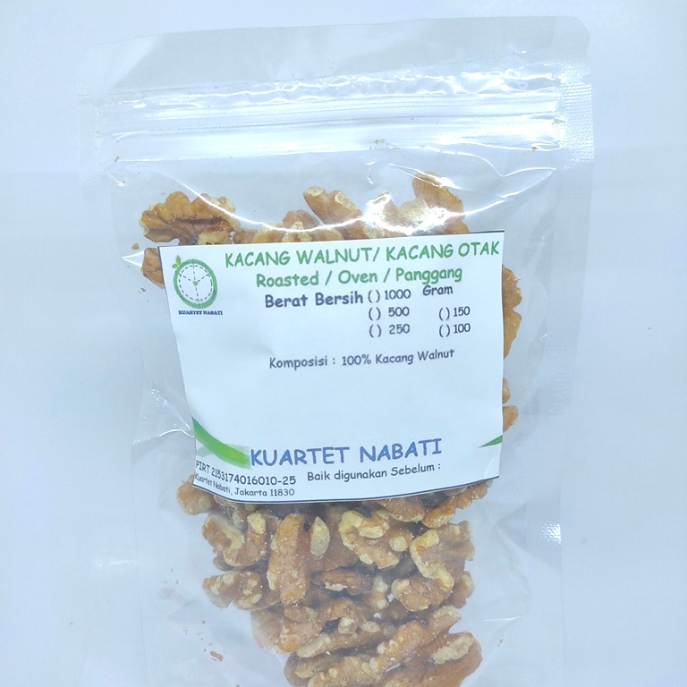 

100gr Kuartet Nabati Roasted Walnut Extra Light - Kacang Otak Premium - Oven – Matang Varian Rasa Original/ Asin/ Aktivasi