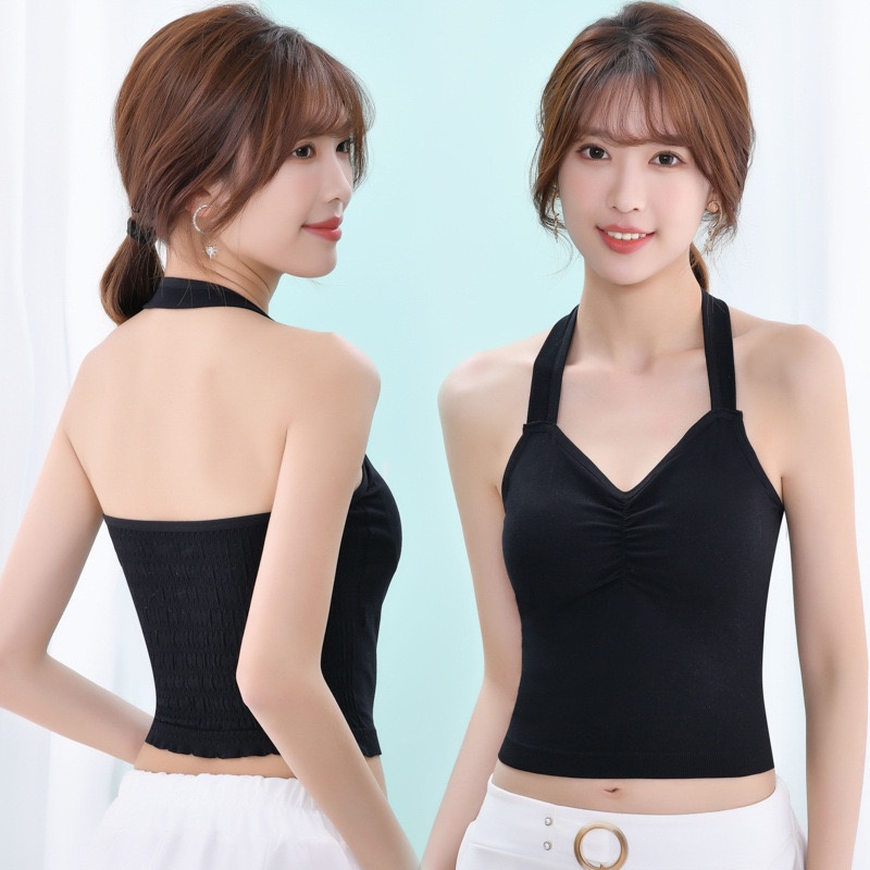 Tank Top Kaos Fashion Yoga Bra Sport Trendy Kekinian Style Streetwear sexy tanpa kawat Bra Korean