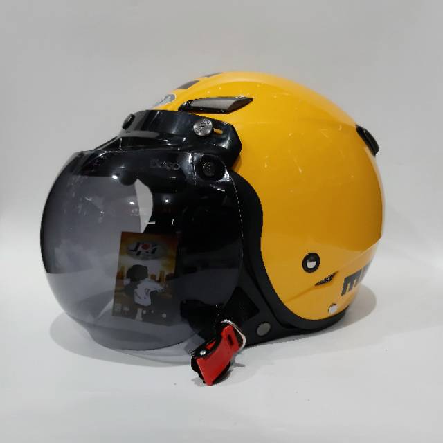 Helm JPN Momo Retro Kaca kuning gloss Kawai