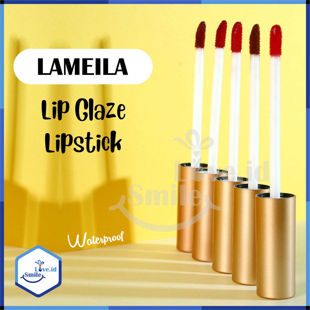 LAMEILA Lip Glaze Lipstick Gold Pelembab Tahan Lama Lip Gloss Pewarna Bibir Cair L22