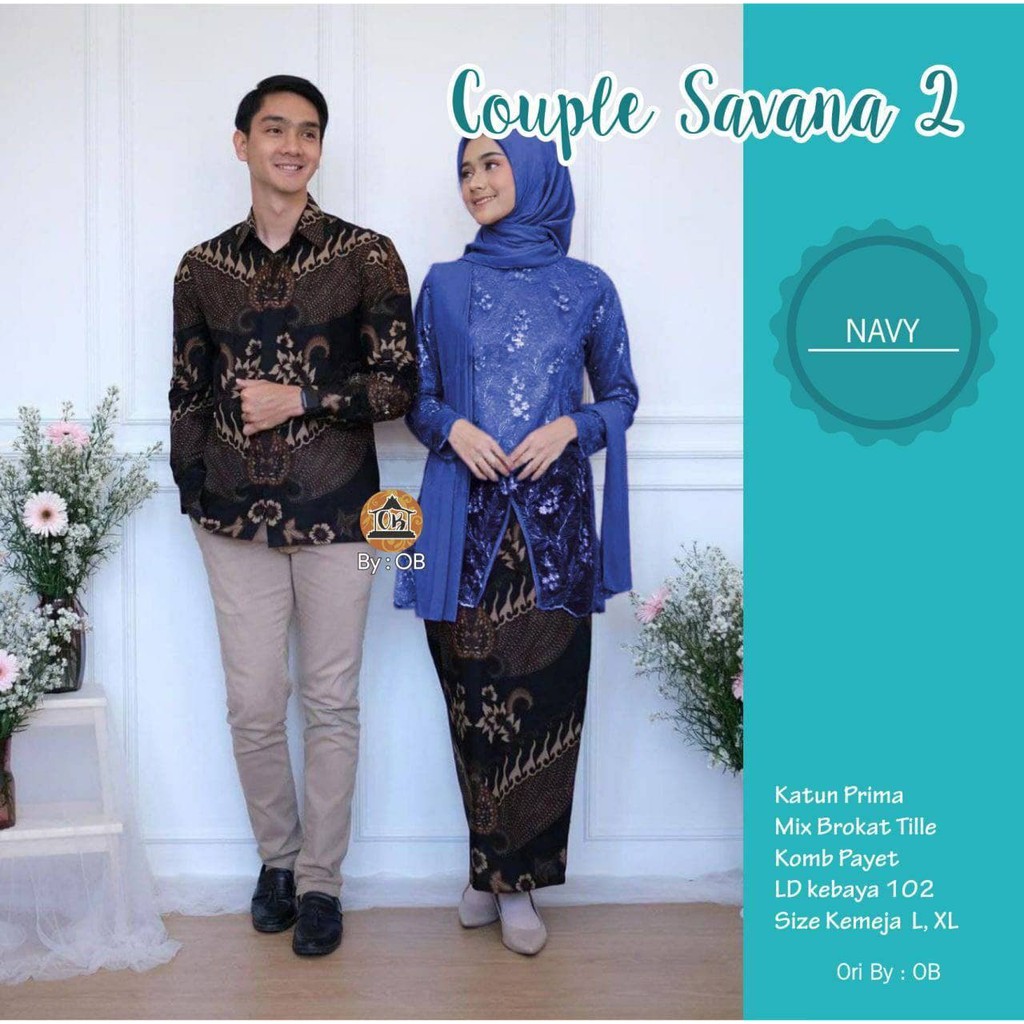 Promo Kebaya Couple Brukat mix Batik untuk Lamaran dan Wisuda Tunangan