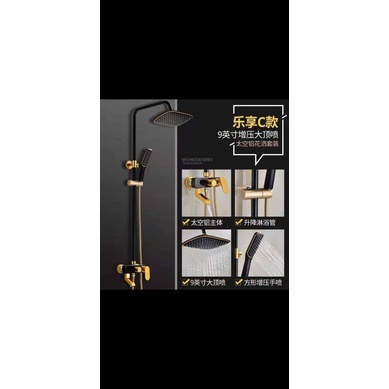 shower colum black gold kran panas dingin